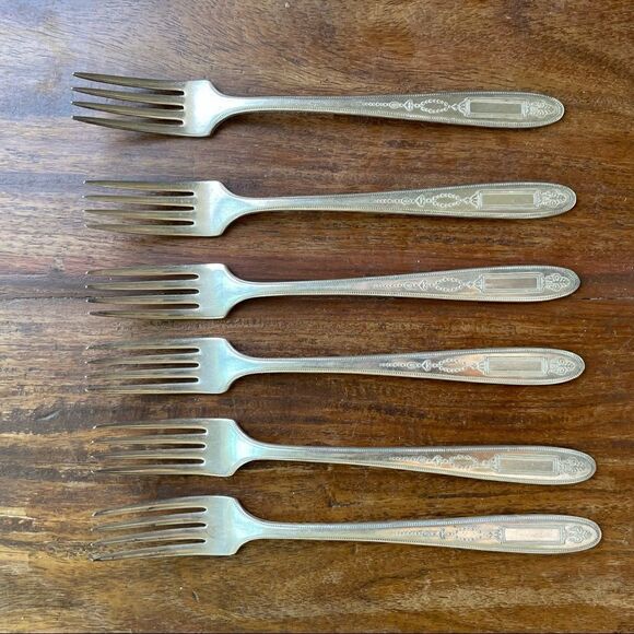 Antique 1921 Oneida Community Plate Grosvenor Grille Forks Set of 6 No Monogram - Picture 2 of 11